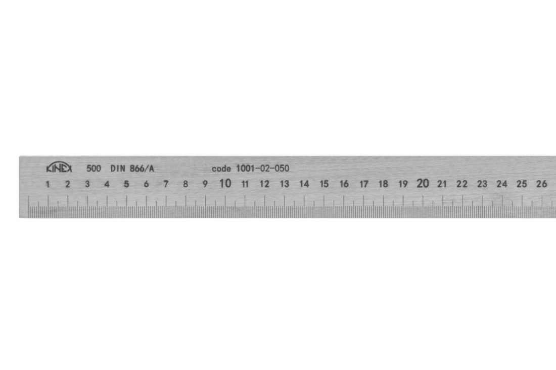Měřítko bez povrchové úpravy 500 mm s přesahem KINEX, DIN 866/A 1001-02-050