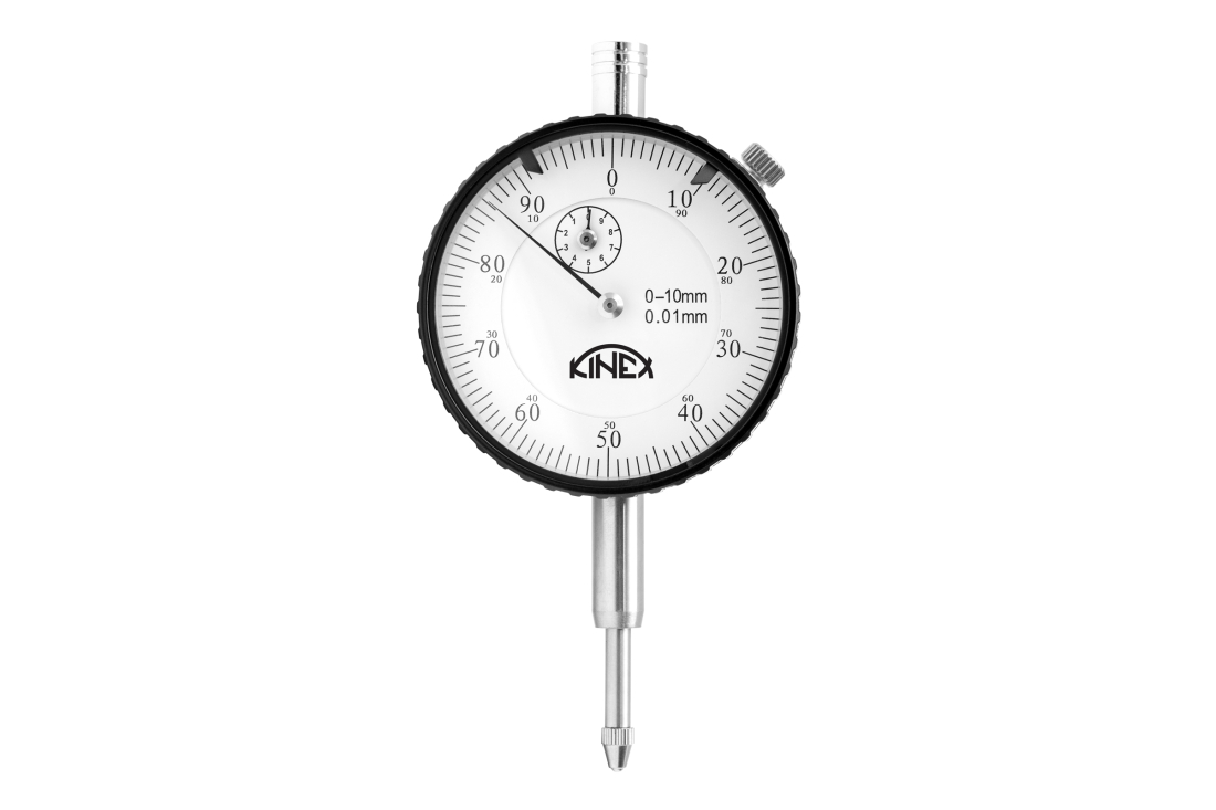 Úchylkoměr číselníkový KINEX 0-10 mm/60 mm/0,01 mm - s uchycením, ČSN 25 1820 1155-02-410