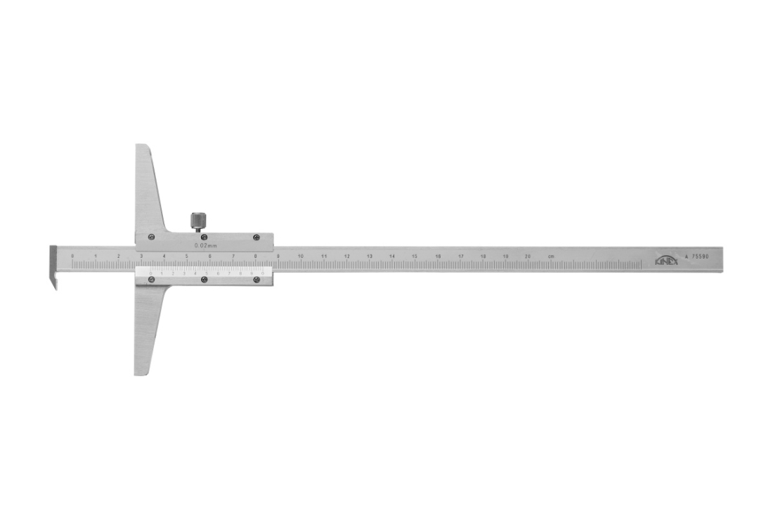 Hloubkoměr s nosem KINEX 150 mm, 0,02mm, ČSN 25 1280, DIN 862 2040-02-150