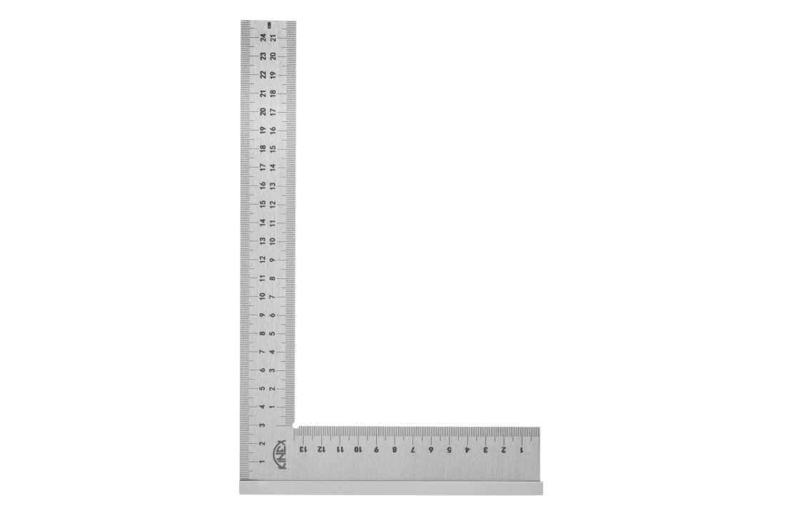 Úhelník s mm stupnicí přesný příložný KINEX 250x160 mm, tř.př. 2, "Bu", ČSN 25 5103 4054-122-250