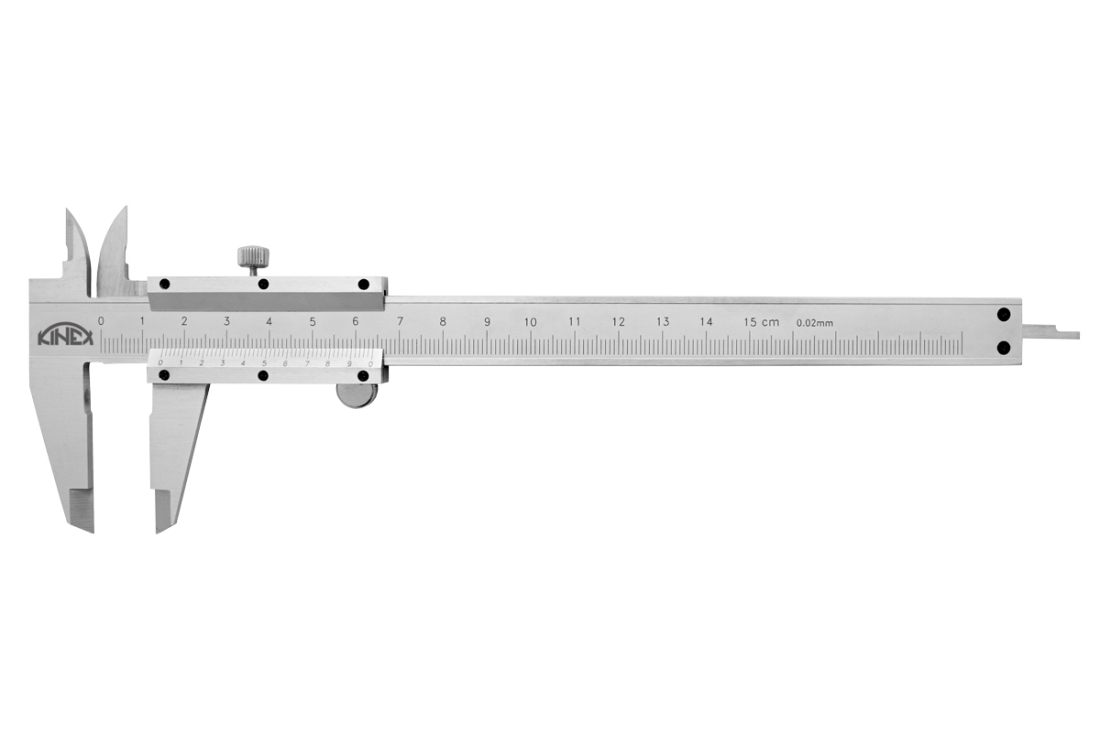 Posuvné měřítko KINEX 150 mm, 0,02 mm, aretace šroubkem, ČSN 25 1238, DIN 862 6000