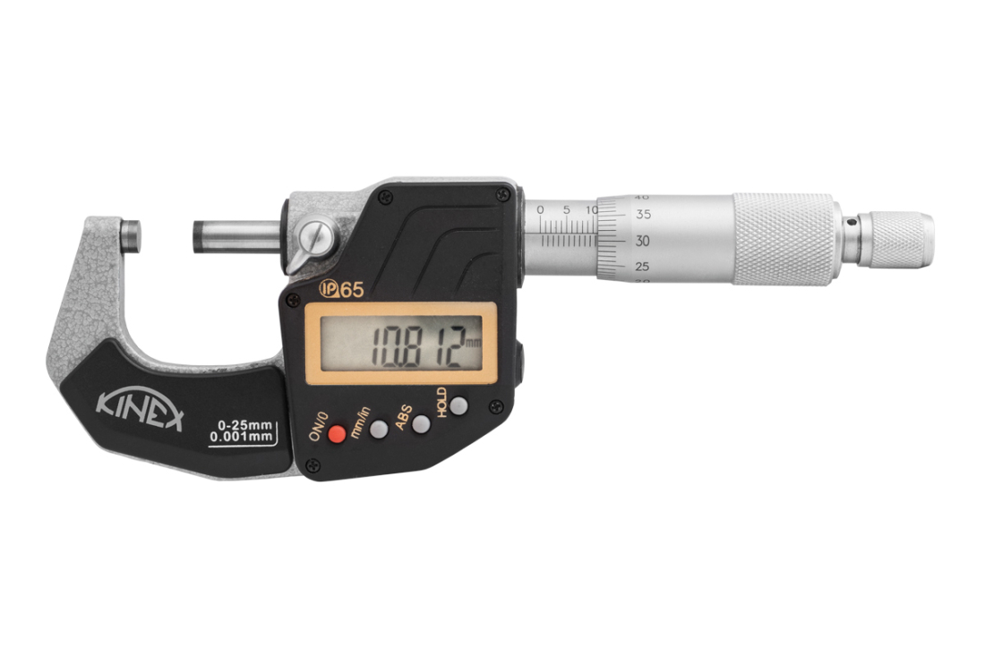 Digitální mikrometr třmenový KINEX ABSOLUTE ZERO, 25-50 mm, 0,001mm, DIN 863, IP 65 7030-05-050-AKCE