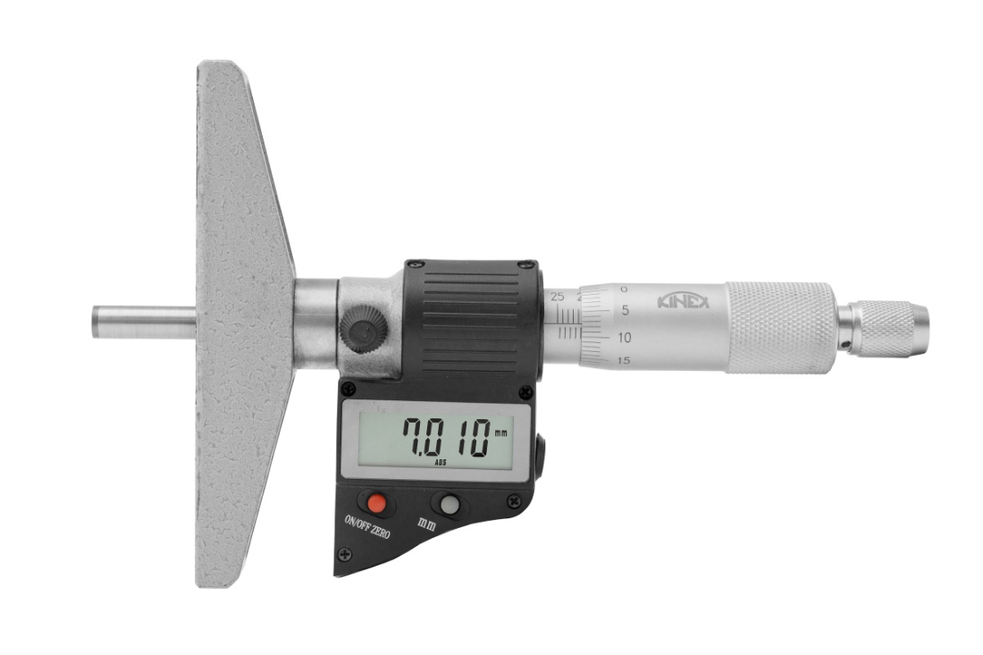 Digitální mikrometrický hloubkoměr KINEX 0-25 mm/0.001mm, ČSN 25 1442, DIN 863 7103-02-025