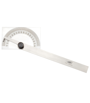 Protractor on a rectangular plate, diameter 85mm, jaw lenght 150 mm, locking screw (0413302)