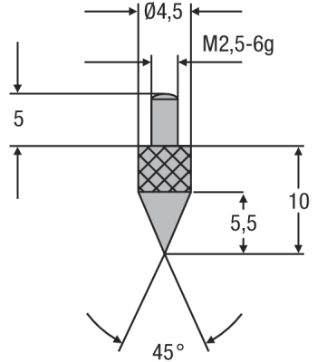 Náhradní dotek úchylkoměru M2,5 - ocelový (0710164)