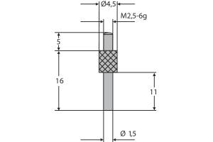Náhradní dotek úchylkoměru M2,5 - ocelový (0710165)