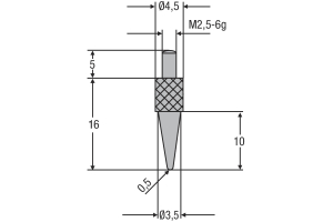 Náhradní dotek úchylkoměru M2,5 - ocelový (0710166)