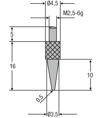 Náhradní dotek úchylkoměru M2,5 - ocelový (0710166)