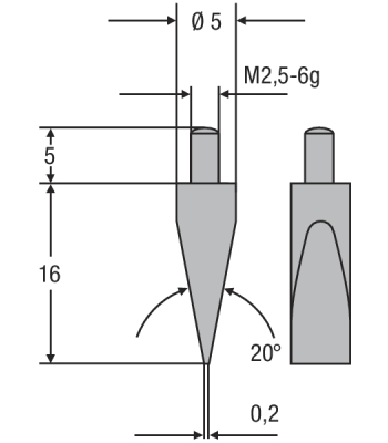 Náhradní dotek úchylkoměru M2,5 - ocelový (0710192)