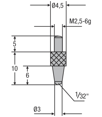 Náhradní dotek úchylkoměru M2,5 - ocelový (0710193)