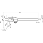 Digital Caliper with moving jaws + cross tips 0-200 mm, 0,01, 65 mm, IP67 (1326928)
