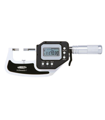 Digitální mikrometr na zápichy INSIZE 0-25mm/0,0002mm, dotek 0,75x8mm, IP67, s datovým rozhraním (3352-25A)