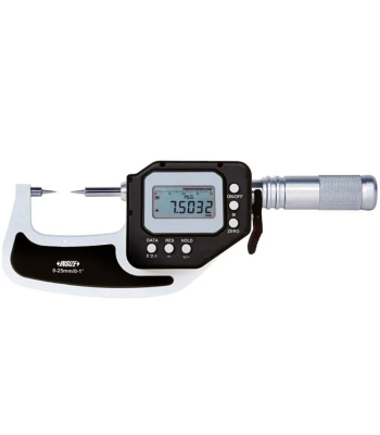 Digitální mikrometr s hroty INSIZE 15°, 0-25mm/0,01mm, rychloposuv, IP67, s datovým rozhraním (3354-25)