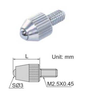 Pointe à bille INSIZE 7,3 mm, M2,5x0,45 mm, carbure (6282-0101)