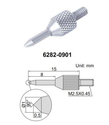 Měřící dotek pro úchylkoměry kuželový INSIZE 15mm (6282-0901)