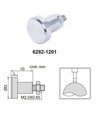 Měřící dotek pro úchylkoměry plochý INSIZE d=10mm (6282-1201)