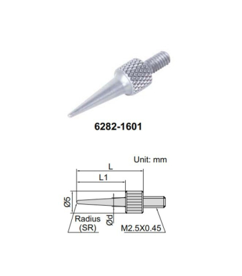 Měřící dotek pro úchylkoměry jehlový INSIZE 15mm (6282-1601)