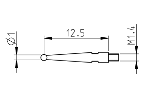 Sonde courte 12.5mm d=1mm pour Sylvac S_Dial Test (905.2240)