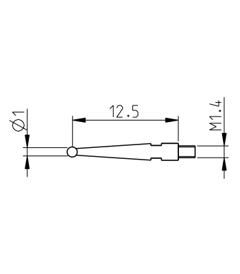 Short probe 12.5mm d=1mm for S_Dial Test (905.2240)