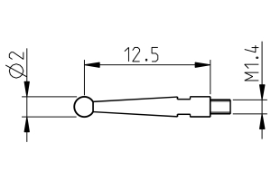Sonde courte 12,5 mm d=2 mm pour Sylvac 805-4321 (905.2241)
