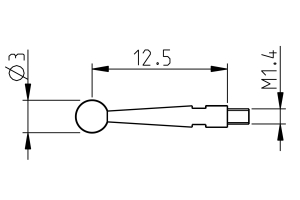 Short probe 12.5mm d=3mm for S_Dial Test (905.2242)