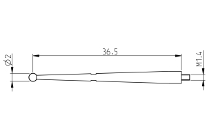 Sonde longue 36.5mm d=2mm pour Sylvac S_Dial Test (905.2244)
