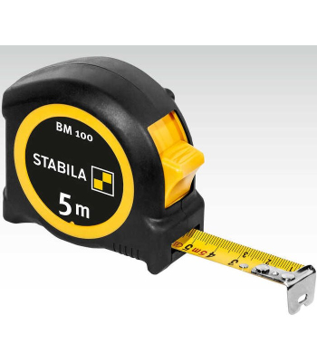 STABILA 19580 - Tape measure 8m/27ft, yellow tape inch and mm, width 19mm, Type BM 100